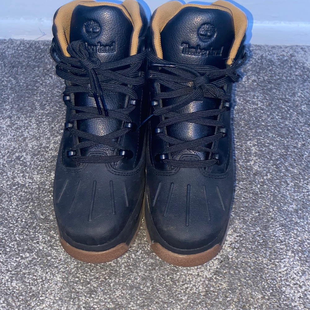 Boys Timberland Euro Hiker Shell Toe Boots. Size 5. Black/tan (Black Full Grain)